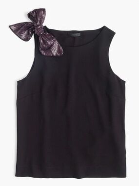 J crew drapery black top with bow on shoulder - size 00